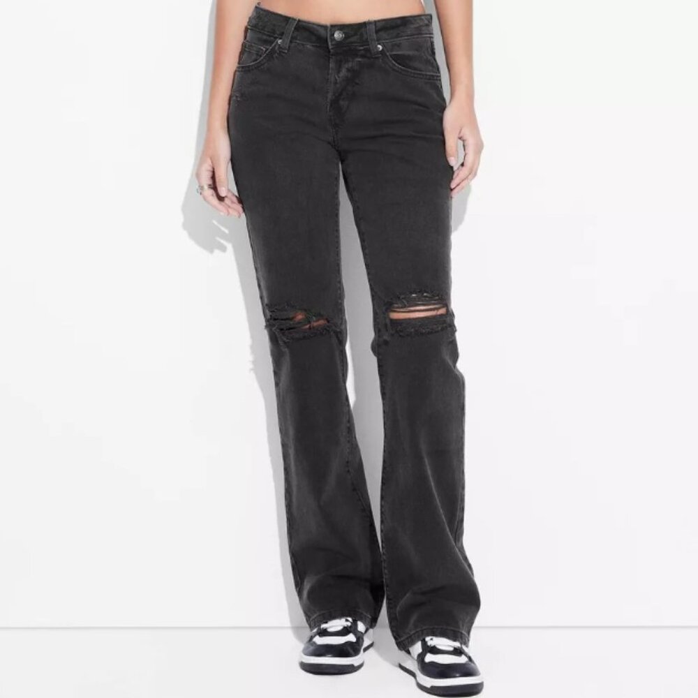 Y2K Black Low Rise Boot Cut Jeans Size 14